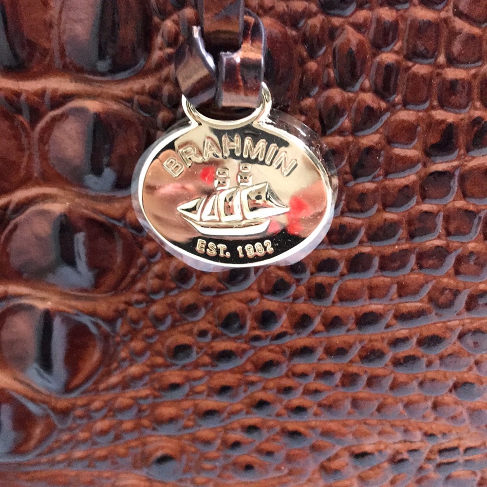 SOLD BRAHMIN LG ELAINE DOME BROWN CROC SATCHEL - Picture 10 of 10